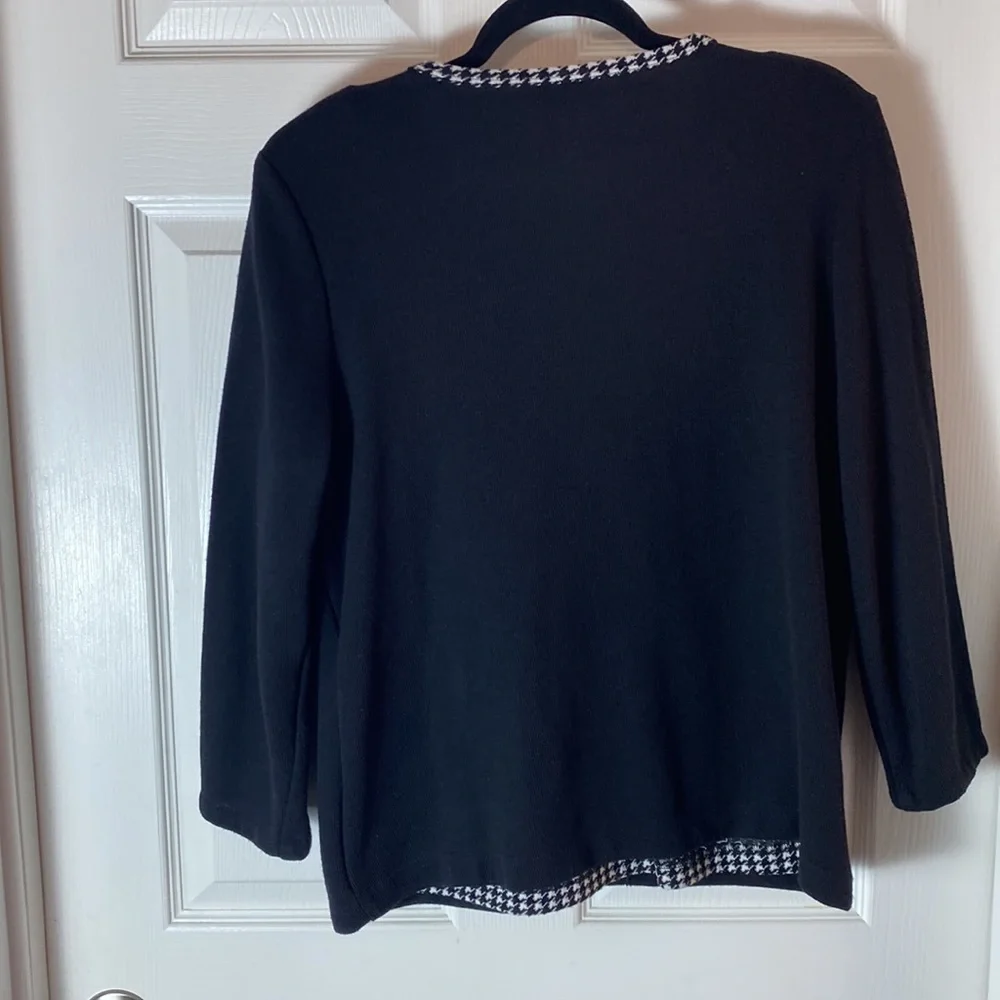 TEDDI CARDIGAN AND SHELL ONE PIECE BLACK WITH BLACK AND WHITE CHECKED SIZE M